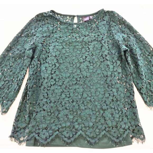 Rafaella Womens Top Size M Open Lace Tank Liner Green Christmas Holiday Boho - Picture 5 of 8